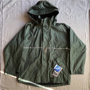 Viking Rain Jacket Mens L Dark Green Journeyman 420D Waterproof Hooded NWT Flaw